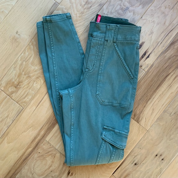 Spanx Pants Green Twill Cargo Legging Skinny Tummy Control Stretch Crop Size XS - Picture 11 of 11